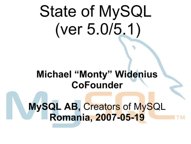 "Advanced MySQL 5 Tuning" by Michael Monty Widenius @ eLiberatica 2007