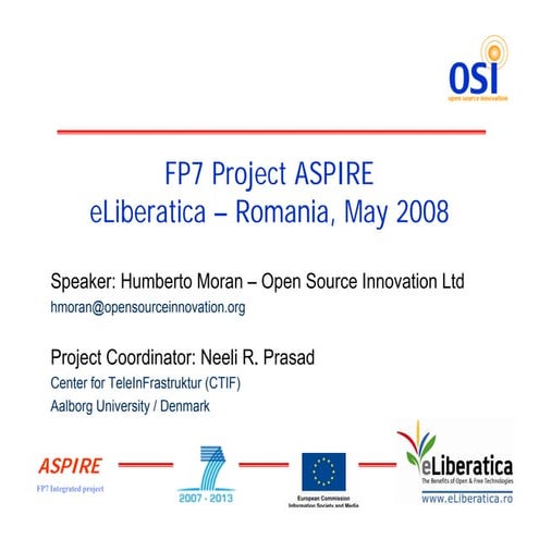 "Open Source Software Middleware for The Internet of Things - Project ASPIRE"...
