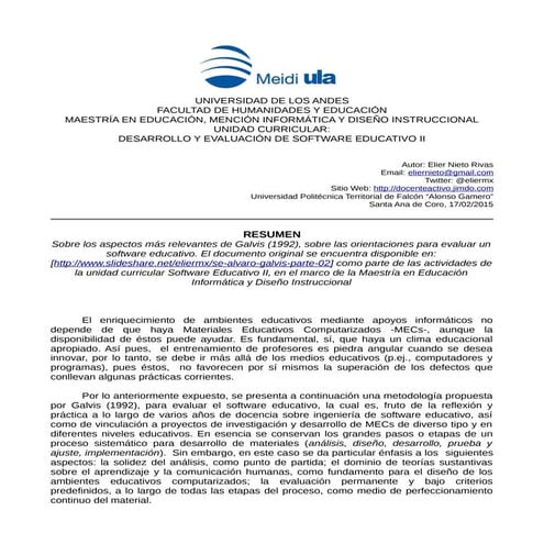 DESARROLLO Y EVALUACIÓN DE SOFTWARE EDUCATIVO. PARTE II