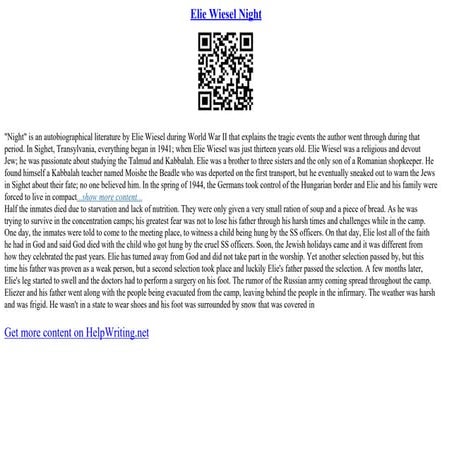 Elie Wiesel Night