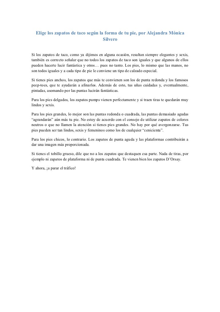 Elige los zapatos de taco según la forma de tu pie alejandra mónica s…