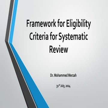 Eligibility Criteria - Dr. Mohammed Merzah