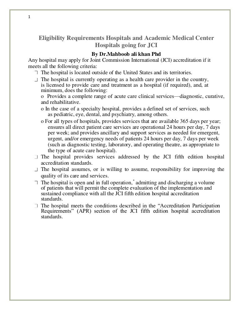 Eligibility Requirements Hospitals and Academic Medical Center Hospit…