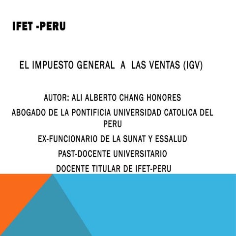 El Impuesto general a las ventas (IGV) Concepto 