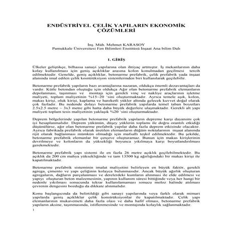 Çelik Yapıların Ekonomik Çözümleri