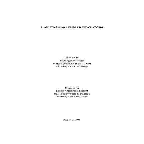 Eliminating human errors in medical coding