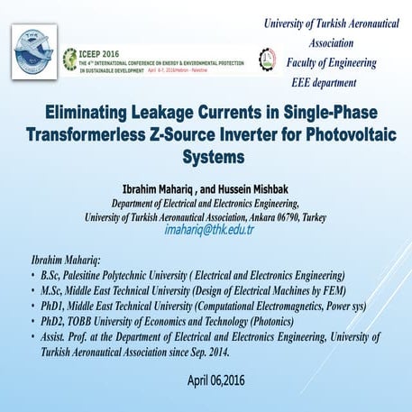 Eliminating leakage current in single phase transformerless z source inverter...