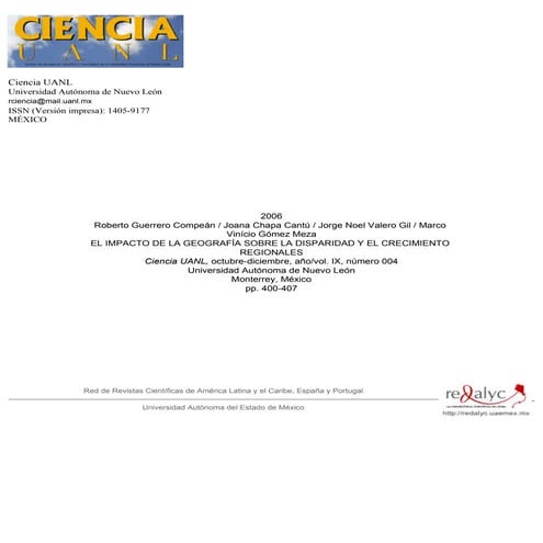 El impacto de la geografía sobre la disparidad y el crecimiento regionales