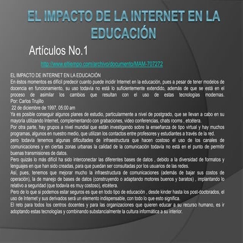 El impacto de la internet en la educación | PPTX