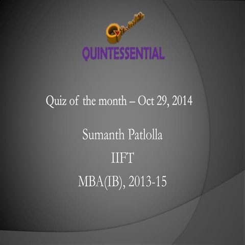 Quintessential Quiz - Oct 29, 2014