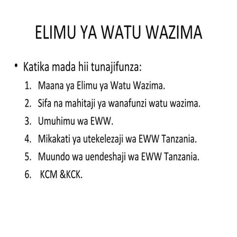 Elimu ya Watu Wazima(EWW) | PPT