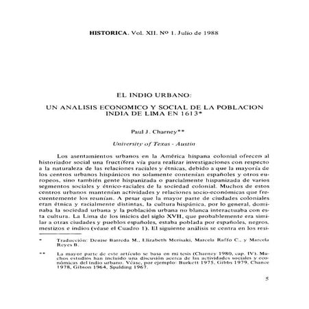 El Indio Urbano, Lima en 1613