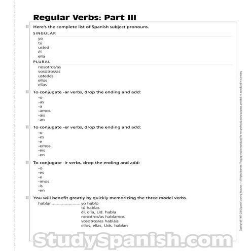 El infinitivo -regular verb s-3