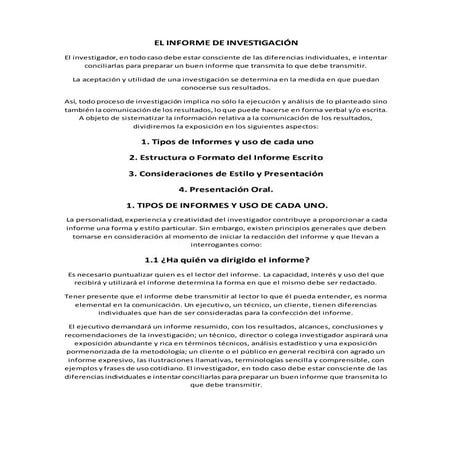El informe de investigación
