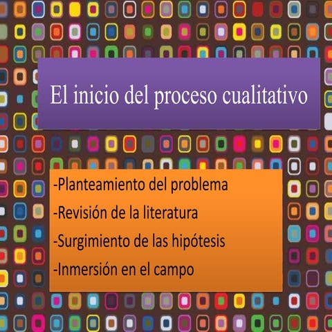 El inicio del proceso cualitativo de una investigación | PPTX