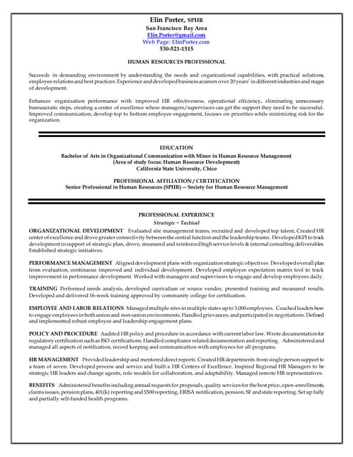 elin porter resume 2015