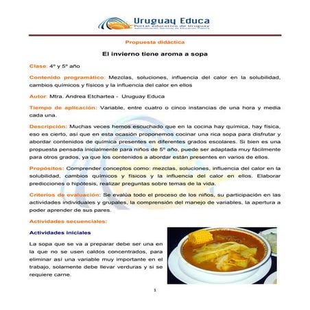 El invierno tiene olor a sopa mezclas y soluciones del Portal Educativo de Ur...
