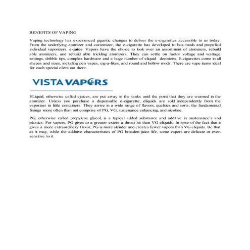 BENEFITS OF VAPING