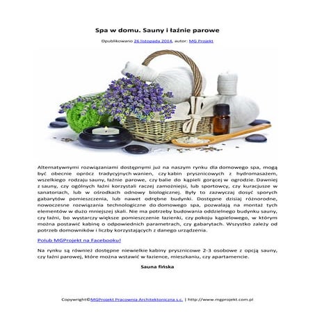 Spa w domu sauny laznie parowe