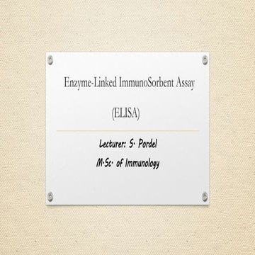 ELISA ( Enzyme linked immunosorbent assay) | PPTX