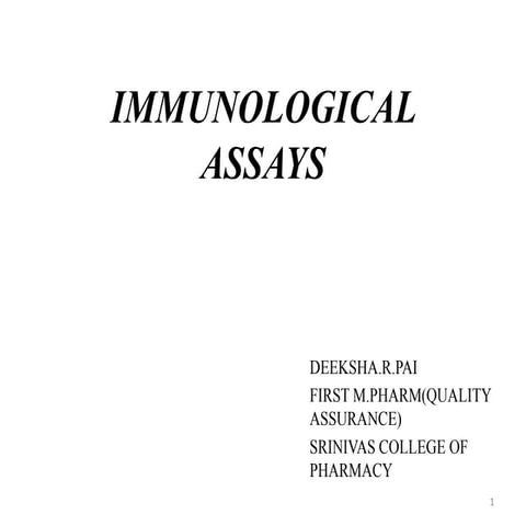 immunological assays - ELISA and RIA