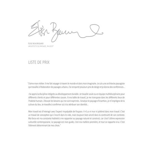 Elise Beauregard Liste de Prix