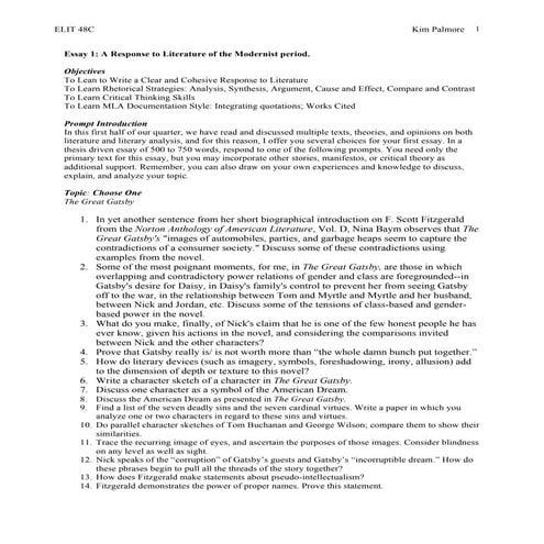 Elit 48 c gatsby essay instructions