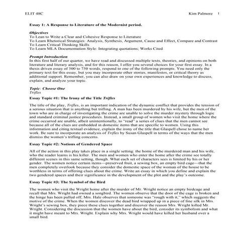 Elit 48 c trifles essay instructions