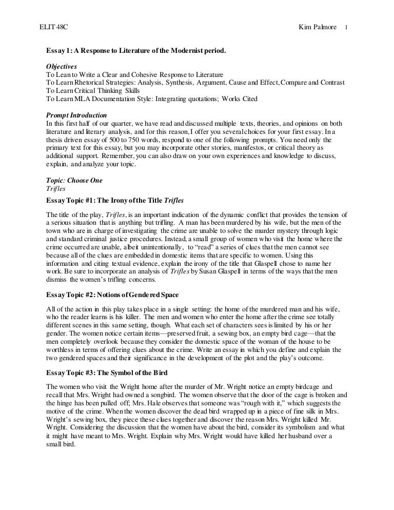 High School Reflective Essay Examples Business Essay Structure also Business Law Essays Elit C Trifles Essay Instructions Essay Paper Writing Services