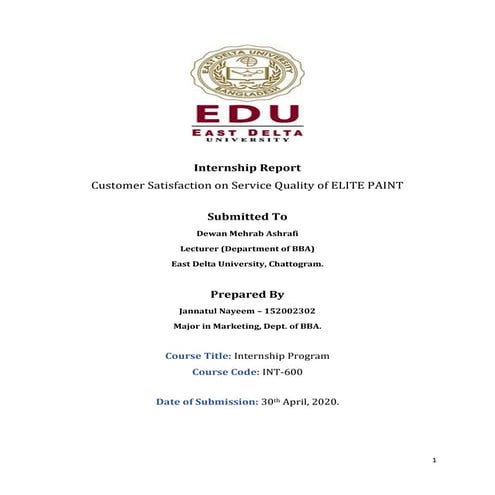 Elite Paint Internship Report (EPCIL)
