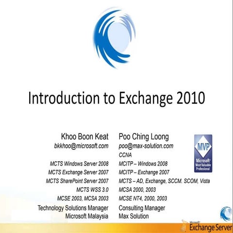 Wave14 - Exchange 2010 Beta Preview by MVP Poo Ching Loong