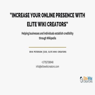 Elite wiki creators - Company Profile & Services | PDF