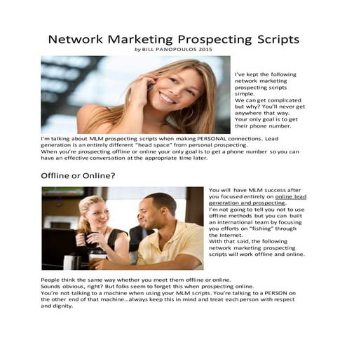 Network Marketing Prospecting Scripts