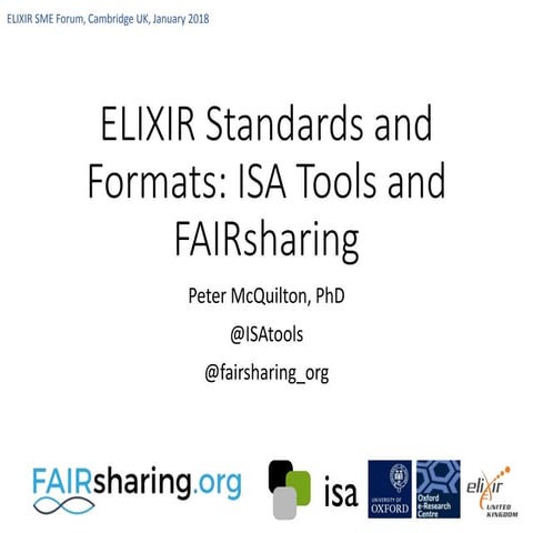 ELIXIR Standards and Formats: ISA Tools and FAIRsharing