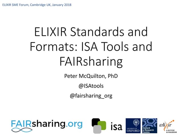 ELIXIR Standards and Formats: ISA Tools and FAIRsharing