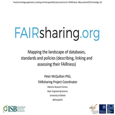FAIRsharing - Mapping the Landscape of Databases, Repositories, Standards and...