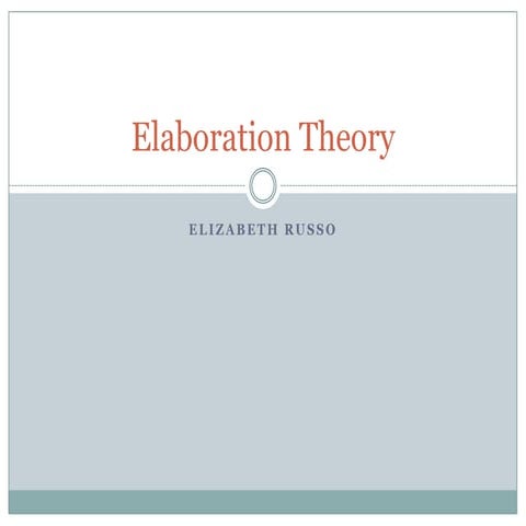 Elizabethrusso  elaboration theory