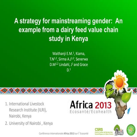 A strategy for mainstreaming gender: An example from a dairy feed value chain...