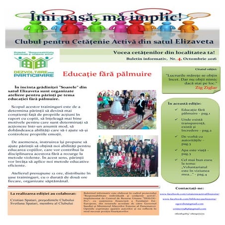 Îmi pasă, mă implic! Buletin informativ al Clubului pentru Cetățenie Activă d...