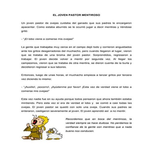 El joven pastor mentiroso