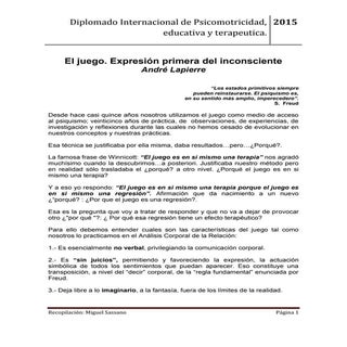 El juego. expresión del inconsciente.