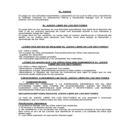 Metodología de la hora del juego libre en los sectores | PPTX