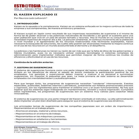El Kaizen Explicado I I | PDF