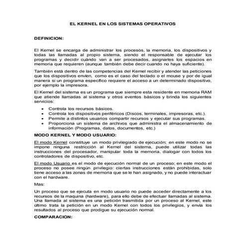 El kernel en los sistemas operativos
