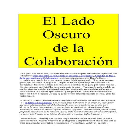 El Lado Oscuro de la Colaboración