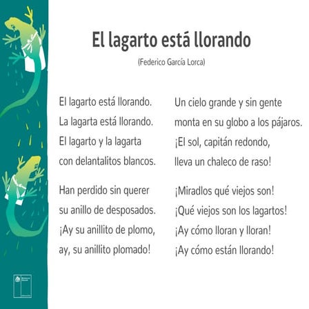 El lagarto y la lagarta lloran su anillo perdido | PPT