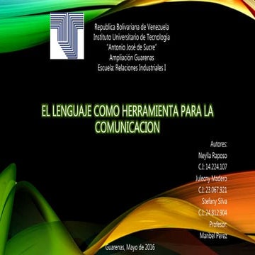El lenguaje como herramienta para la comunicacion | PPTX
