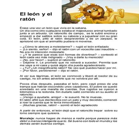 Fábula infantil: El león y el ratón