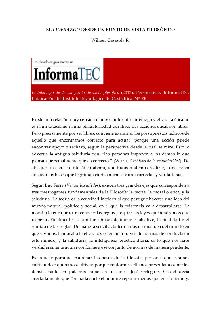 El liderazgo desde un punto de vista filosófico
