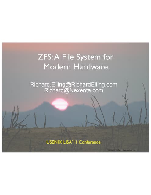 USENIX LISA11 Tutorial: ZFS a 